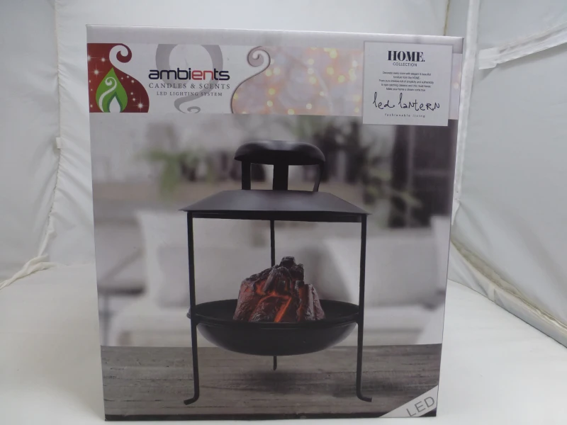 Estufa Eléctrica LED Estilo Brasero, 22x22x30 Cm, Negra