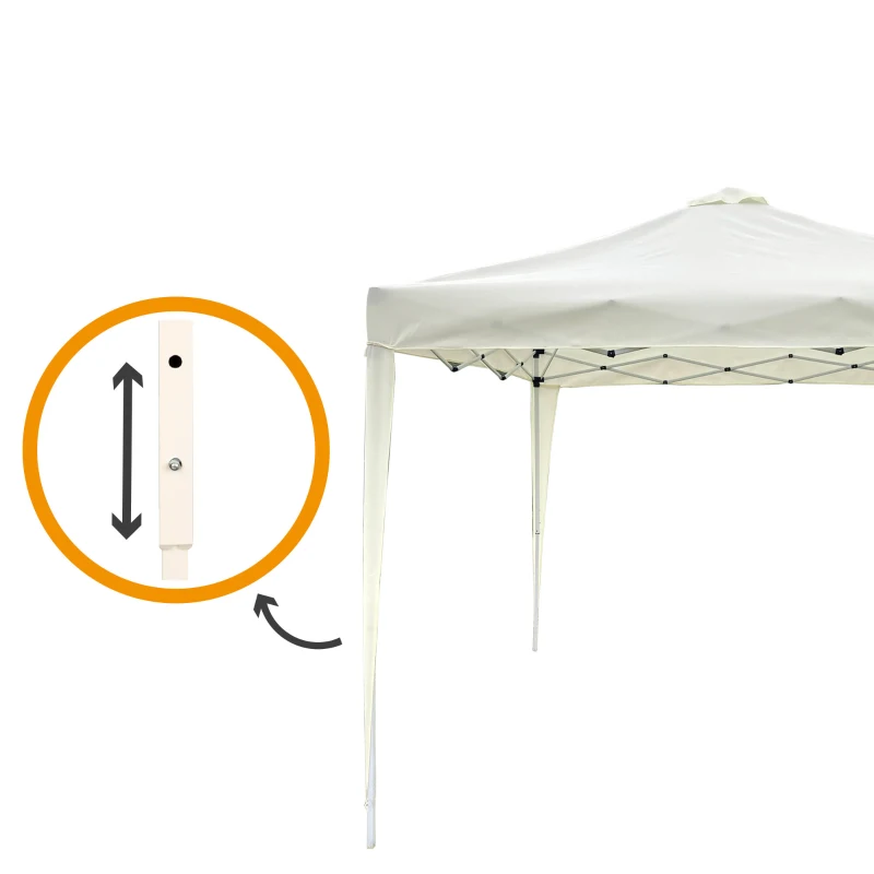 Cenador Plegable con Altura Ajustable, 300x300x240-250 Cm, Blanco