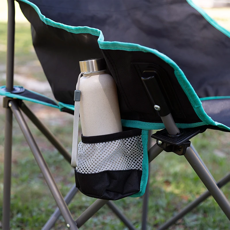 Silla Plegable Camping con Posavasos y Bolsa, 50x47x74 Cm, Negra