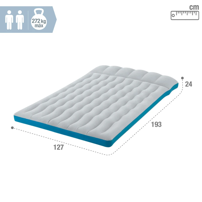 Colchoneta Hinchable Doble Intex Camping 127x193x24 Cm, Gris y Azul