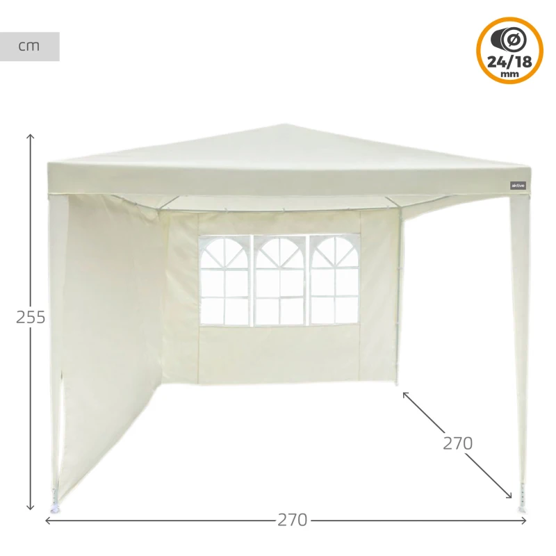 Cenador Desmontable para Jardín con 2 Paredes y Ventana, 270x270x240 Cm, Blanco