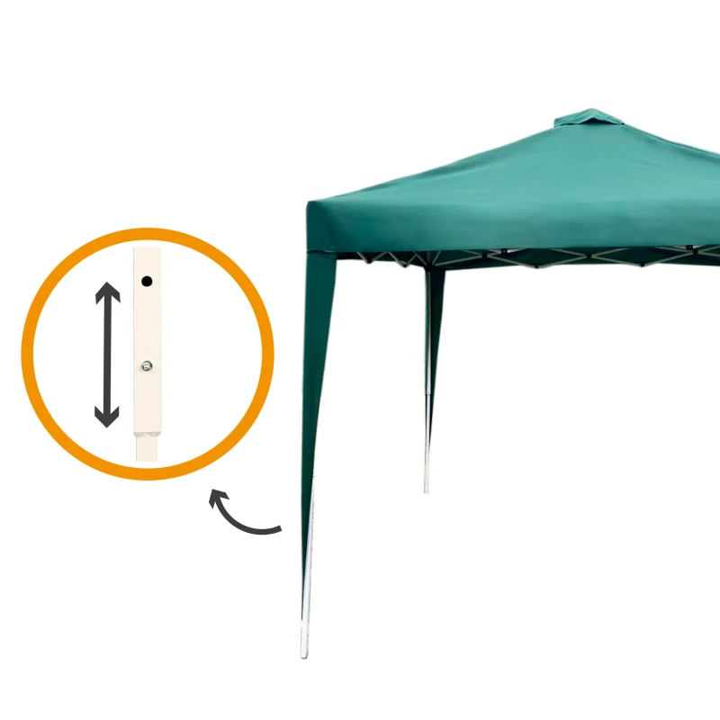 Cenador Plegable Altura Ajustable 300x300x240-250 Cm, Verde
