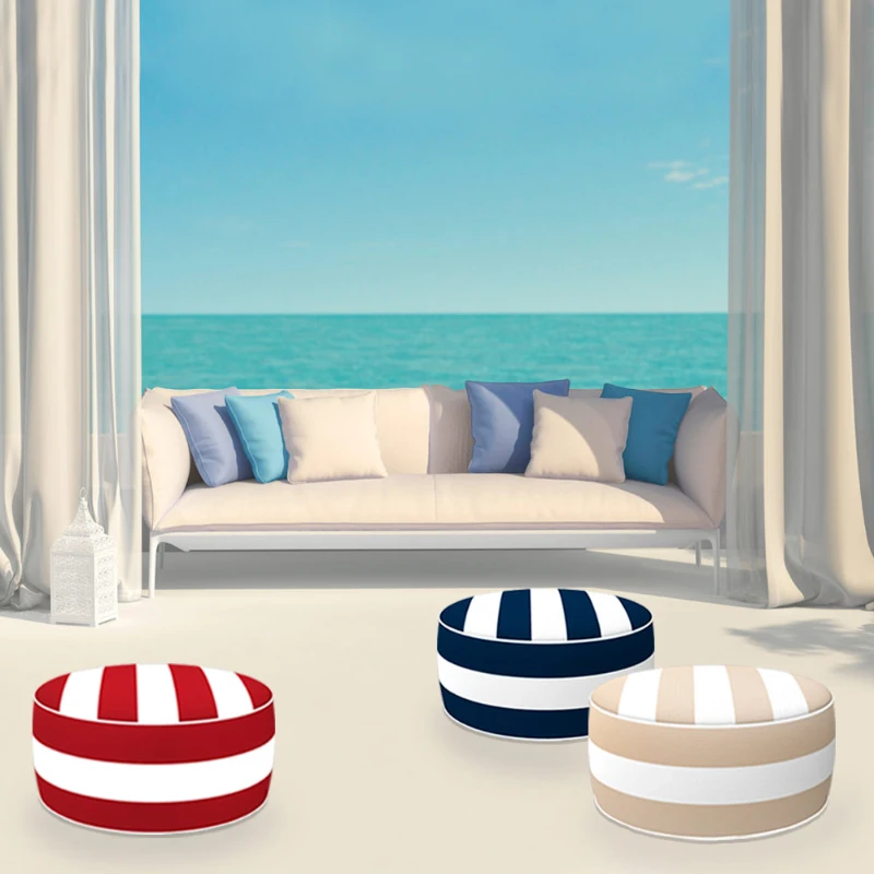 Puff Hinchable Ottoman Resistente al Agua Funda Extraíble, 53x53x23 Cm, Rojo