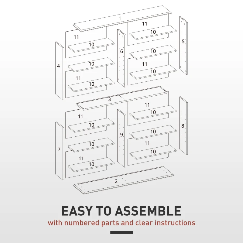 HOMCOM 16-Compartment Media Shelf - Black