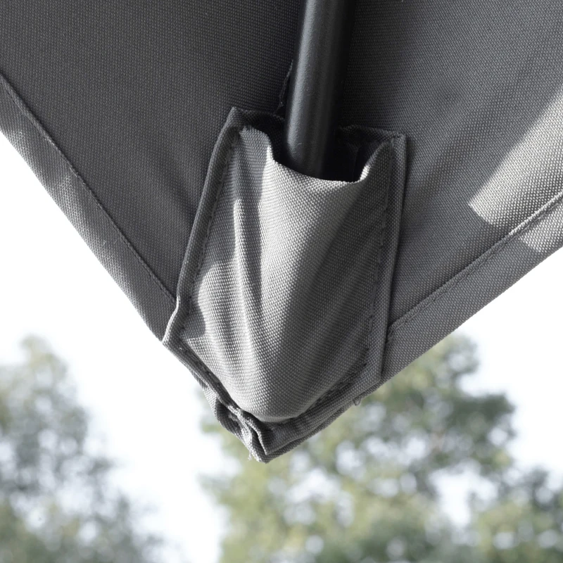 Outsunny 3 x 3(m) Cantilever Parasol with Aluminium Frame, Crank and Tilt, 360-Degree Rotation, Double Top Garden Umbrella with Cover (Only Cross Base), Light Grey