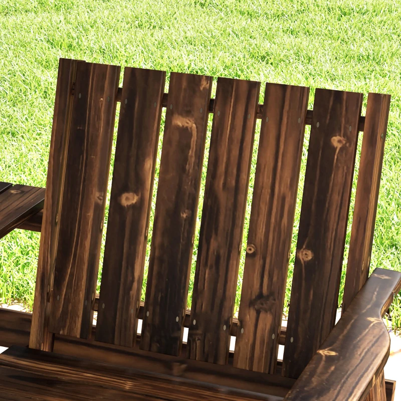 Outsunny 2-Seater Garden Loveseat with Table and Parasol Hole for Porch, Patio, Carbonised Finish
