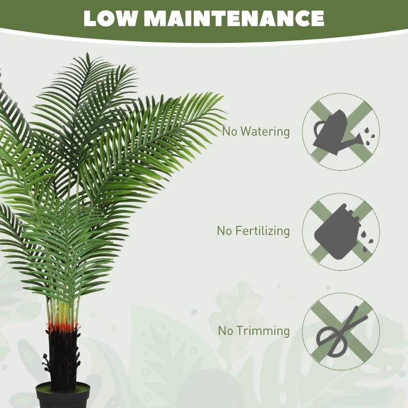 HOMCOM 150cm Artificial Areca Palm Tree with 12 PE Leaves, Decorative Artificial Plant with Plastic Pot and Flocked Soil, Fake Plant for Home Office Decor, Green