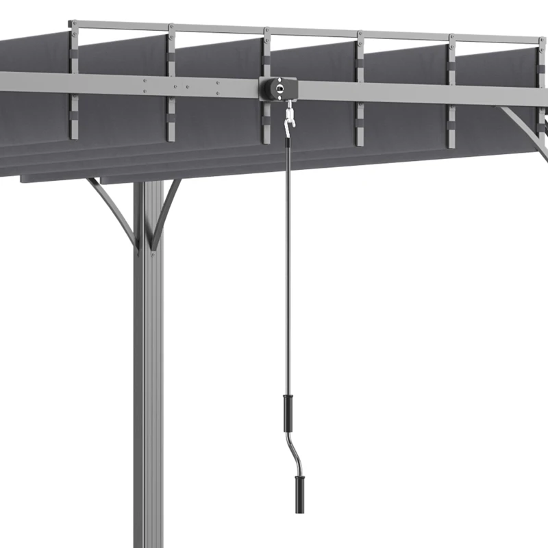 Outsunny 3 x 3(m) Outdoor Pergola with Retractable Roof, Aluminium Louvered Patio Gazebo Canopy for Garden, Patio, Grey