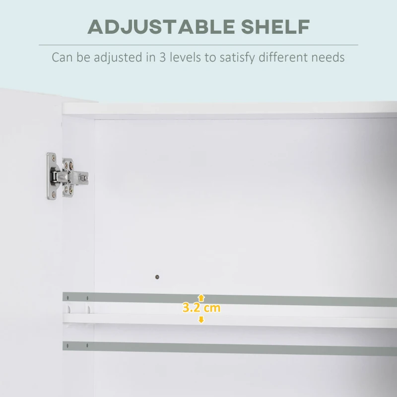 kleankin Bathroom Cabinet with Mirror, Wall Mounted Bathroom Mirror Cabinet with Adjustable Shelf, 2 Doors Storage Cupboard, White