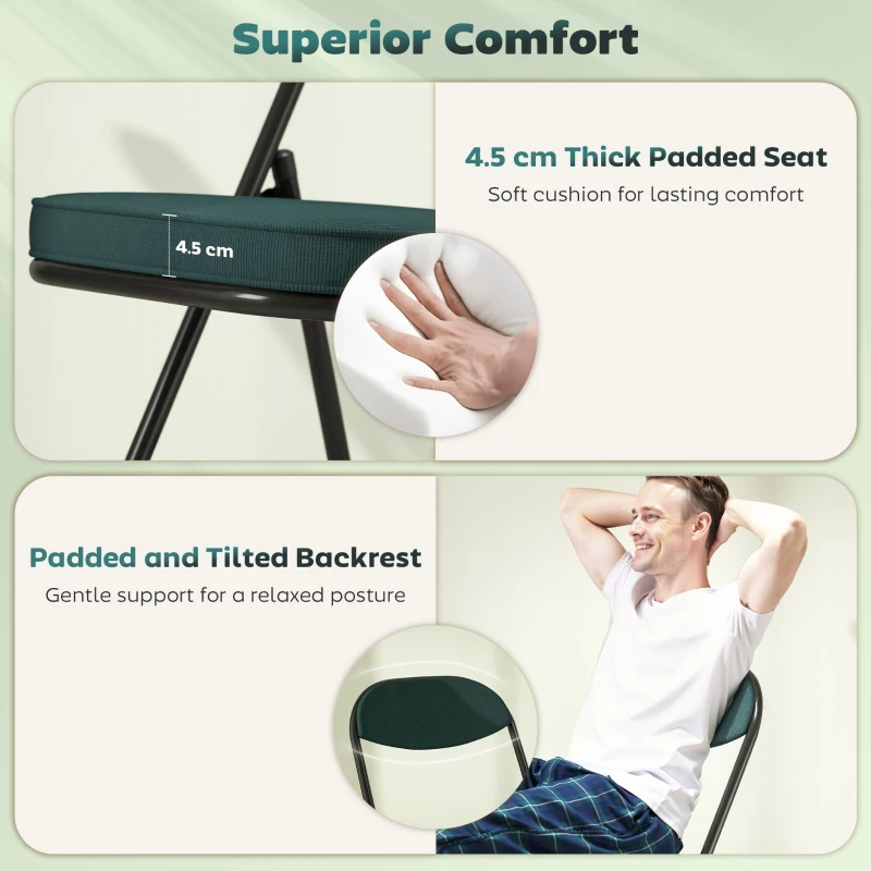 HOMCOM Set of Four Folding Corduroy Seat Chairs - Teal