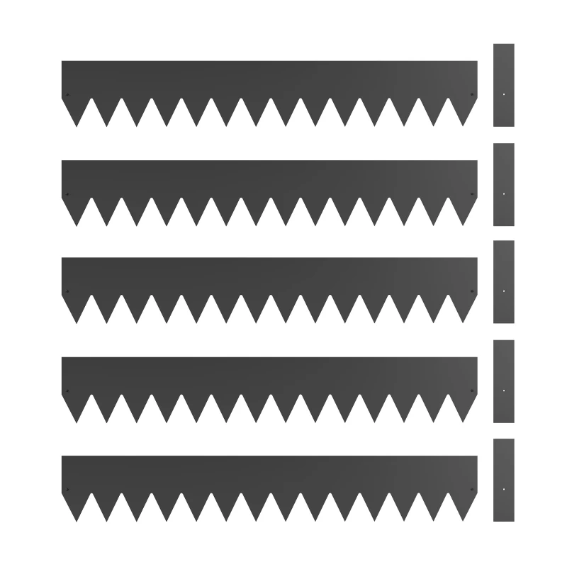 Outsunny 5pcs Garden Fence, Metal Picket Fence Panels, 102x15cm, Black