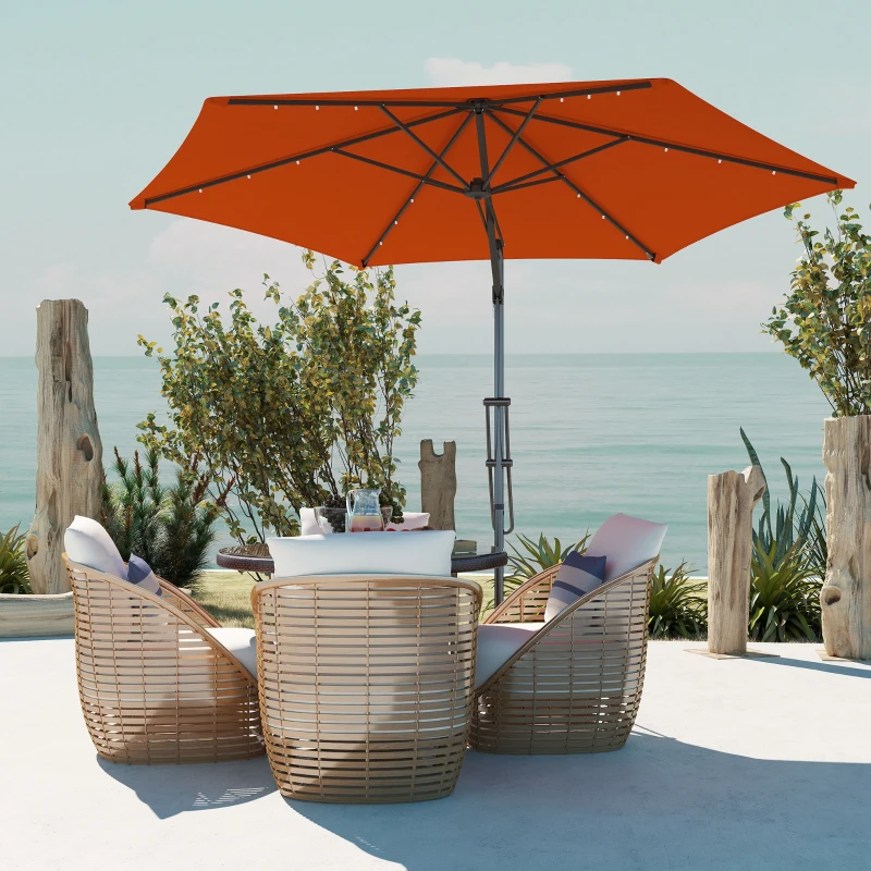Outsunny 3(m) Solar LED Cantilever Parasol - Orange