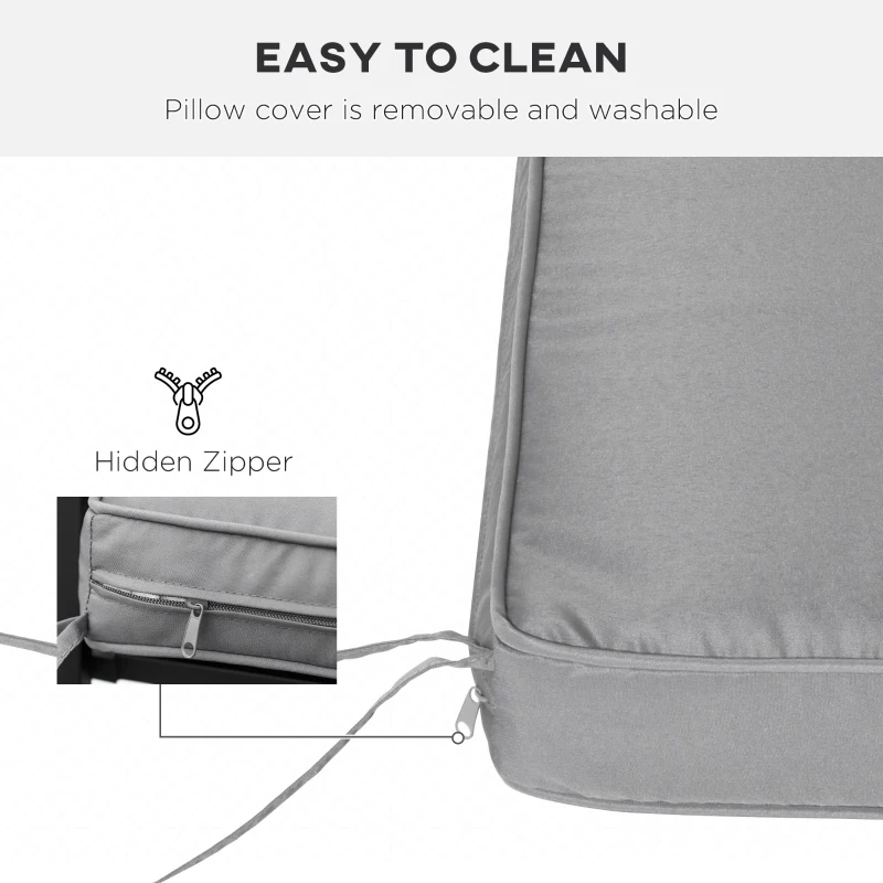 Outsunny 2 Seater Garden Bench Cushion -Light Grey