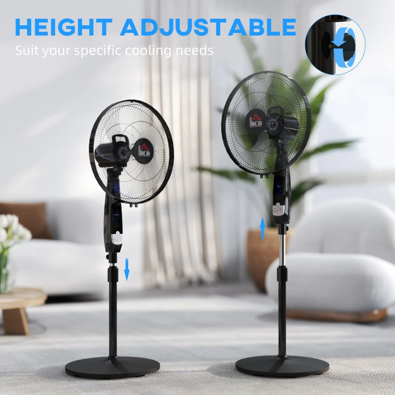HOMCOM 40 cm Pedestal Standing Floor Fan, Oscillation Cooling Fan with Remote Control, Black