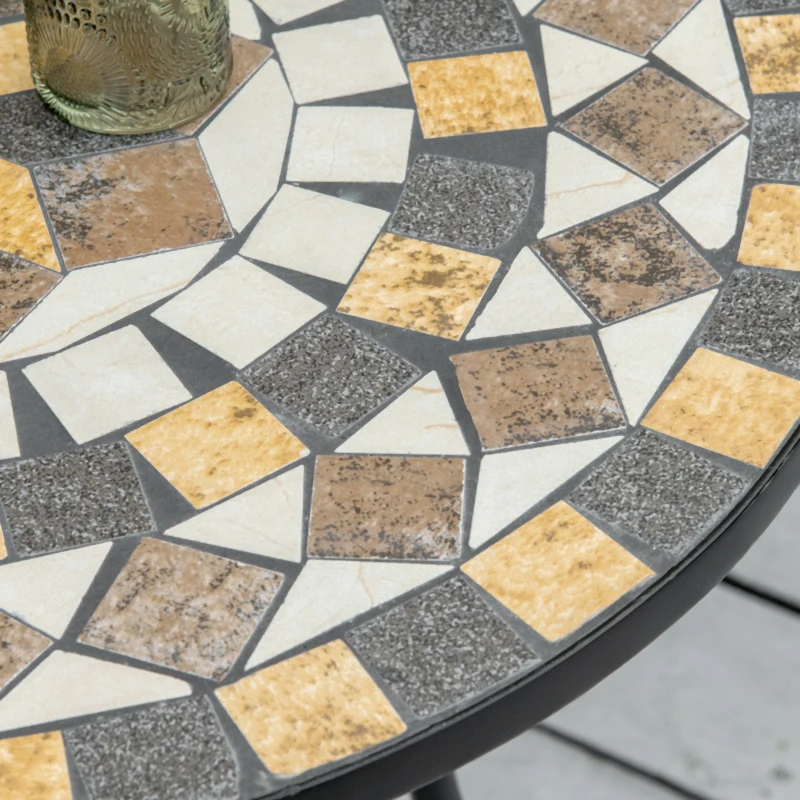 Outsunny Φ60cm Mosaic Outdoor Patio Table - Grey