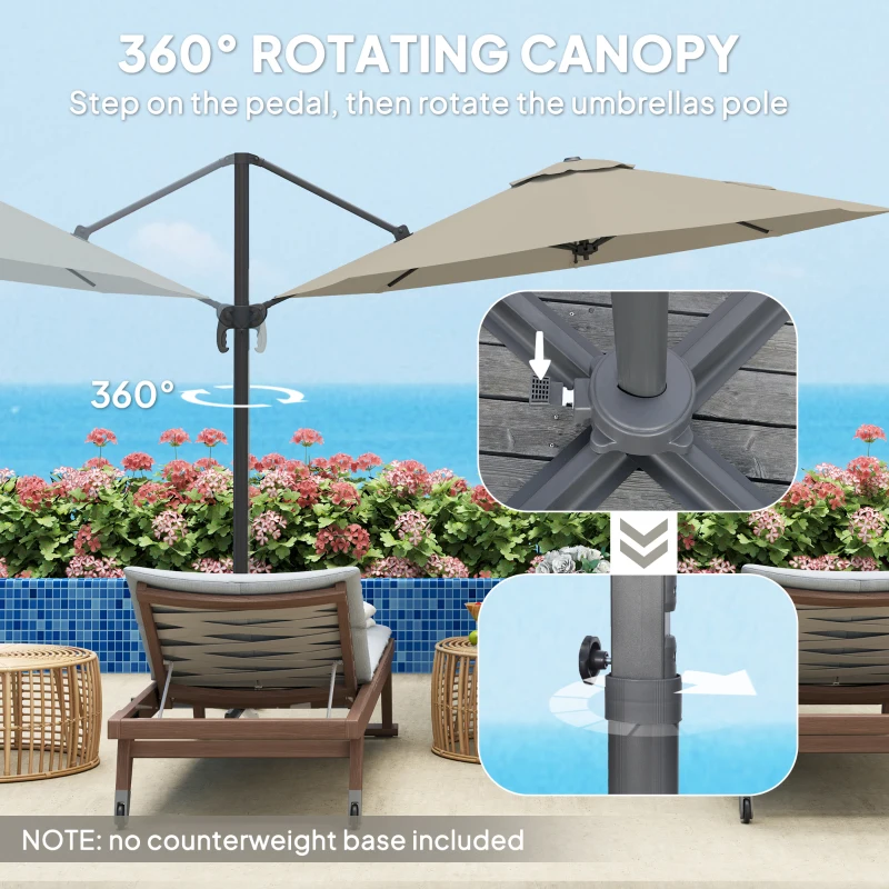Outsunny 3 m Five-Angle Cantilever Parasol - Light Grey