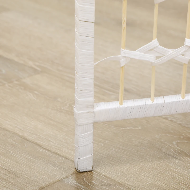 HOMCOM Biombo Separador de Ambientes de 6 Painéis Dobrável em Corda de Papel 160x170 cm Decoração para Quarto Branco