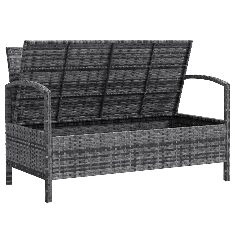 Outsunny 125L Storage Garden Bench, with Cushion - Grey