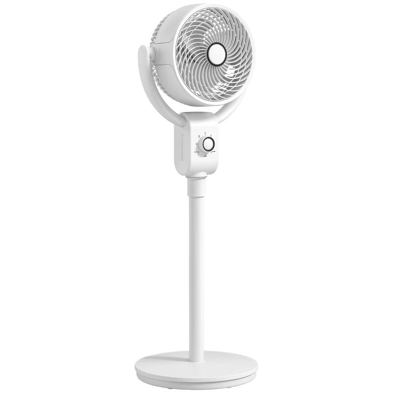 HOMCOM Pedestal Air Circulation Fan with Oscillating, White