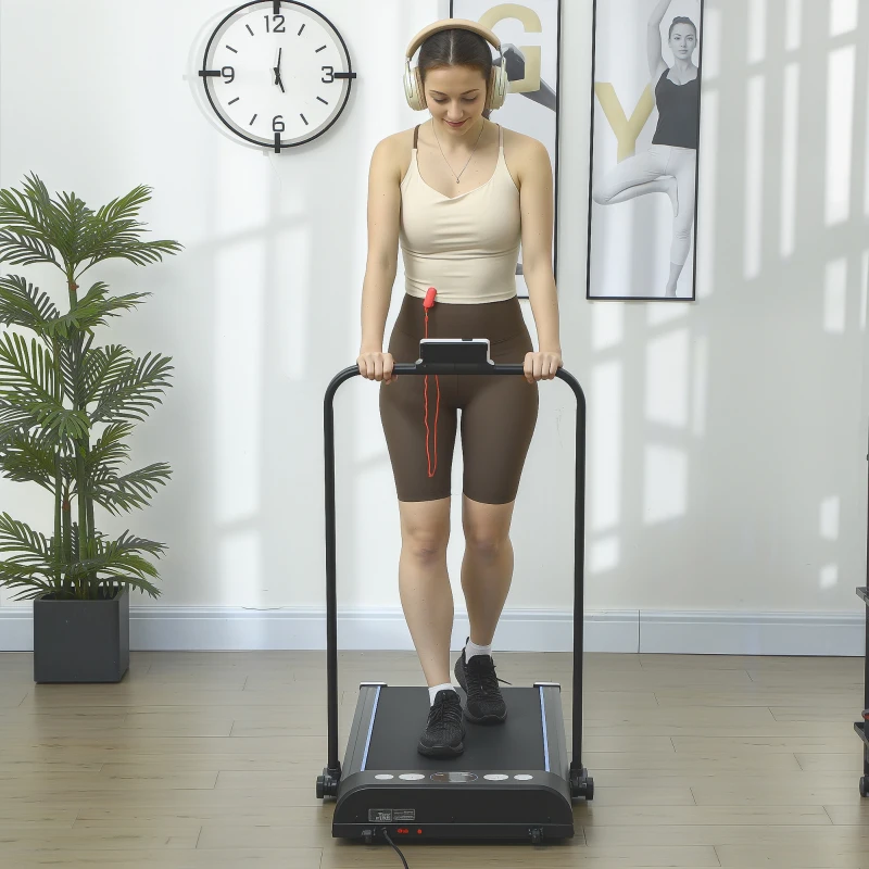 HOMCOM Foldable Walking Treadmill, with LED Display and Wheels, for Home, Office, Gym, Blue