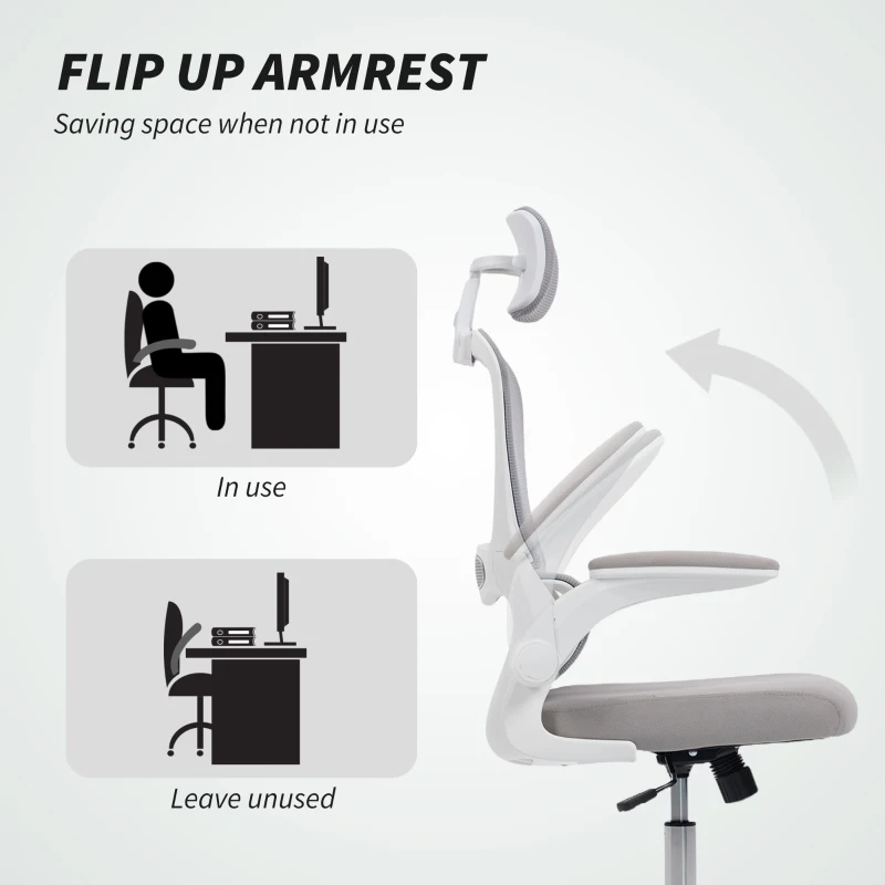 HOMCOM Mesh Back Office Chair, with Lumbar Support - Grey