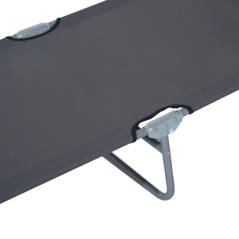 Outsunny Lettino Prendisole da Giardino, Sdraio Pieghevole e Regolabile con Tettuccio in Tessuto Grigio, 187x58x36cm