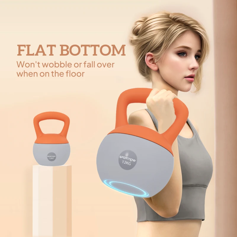 SPORTNOW 12KG Soft Kettlebell, Kettlebell with Non-Slip Handle for Home Gym, Weight Lifting, Strength Training, Orange/Grey