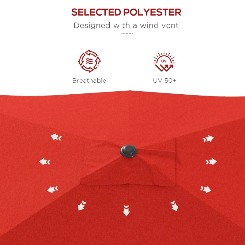 Outsunny 2 x 3 m Rectangular Parasol Umbrella - Red