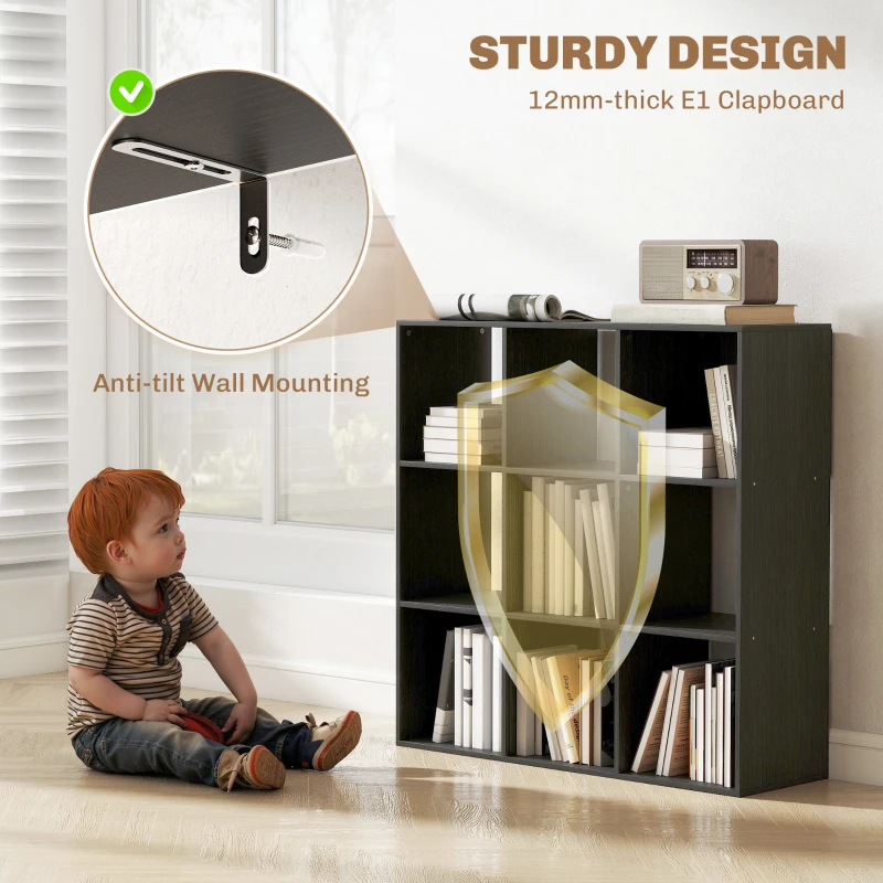HOMCOM Nine-Cube Storage Shelf - Black