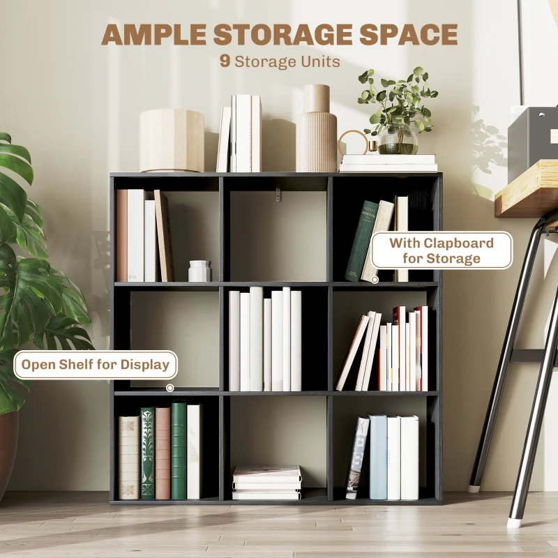 HOMCOM Nine-Cube Storage Shelf - Black