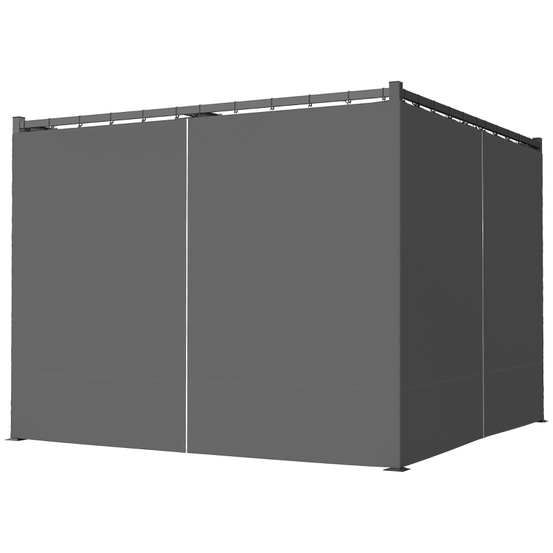 Outsunny 3 x 3(m) Retractable Pergola, Garden Gazebo Shelter with Curtains, for Grill, Patio, Deck, Charcoal Grey