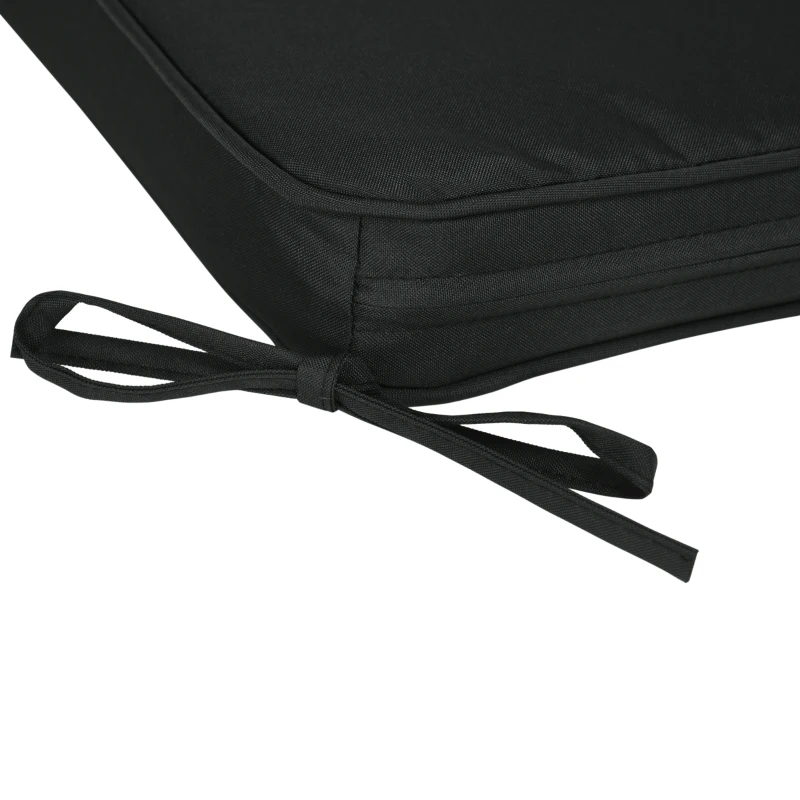 Outsunny Set of 6 Chair Cushion Seat Pads Dining Chair w/ Straps Indoor Outdoor Removable Tie On Garden Patio, Black