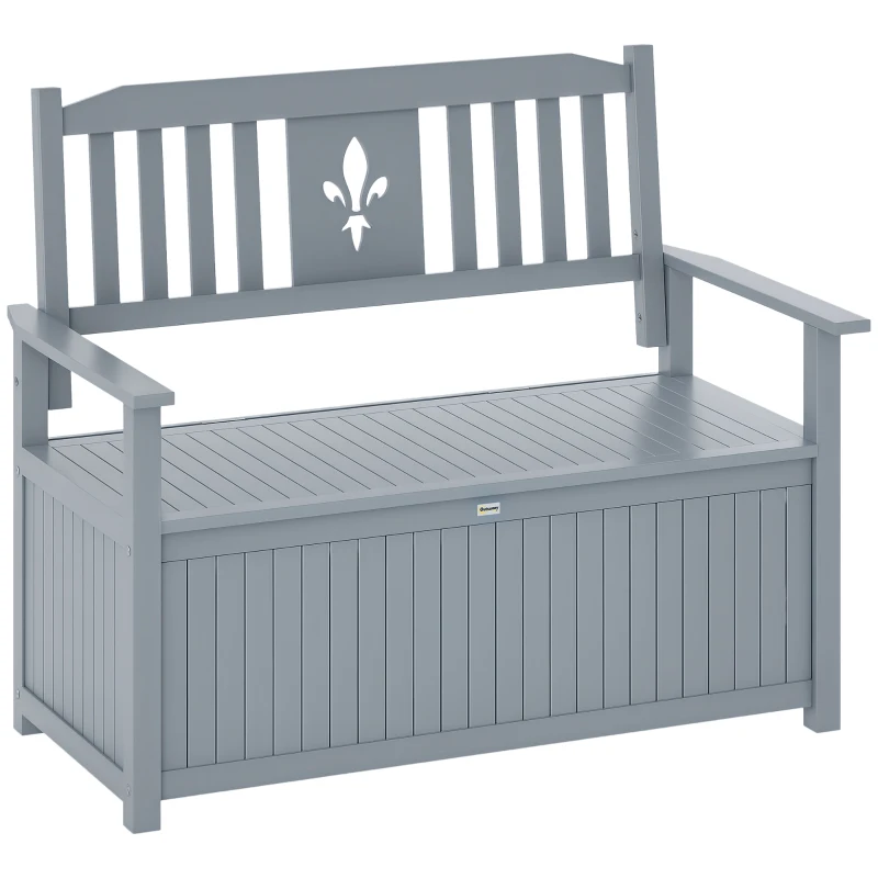 Outsunny Two-Seater Wooden Storage Bench - Grey