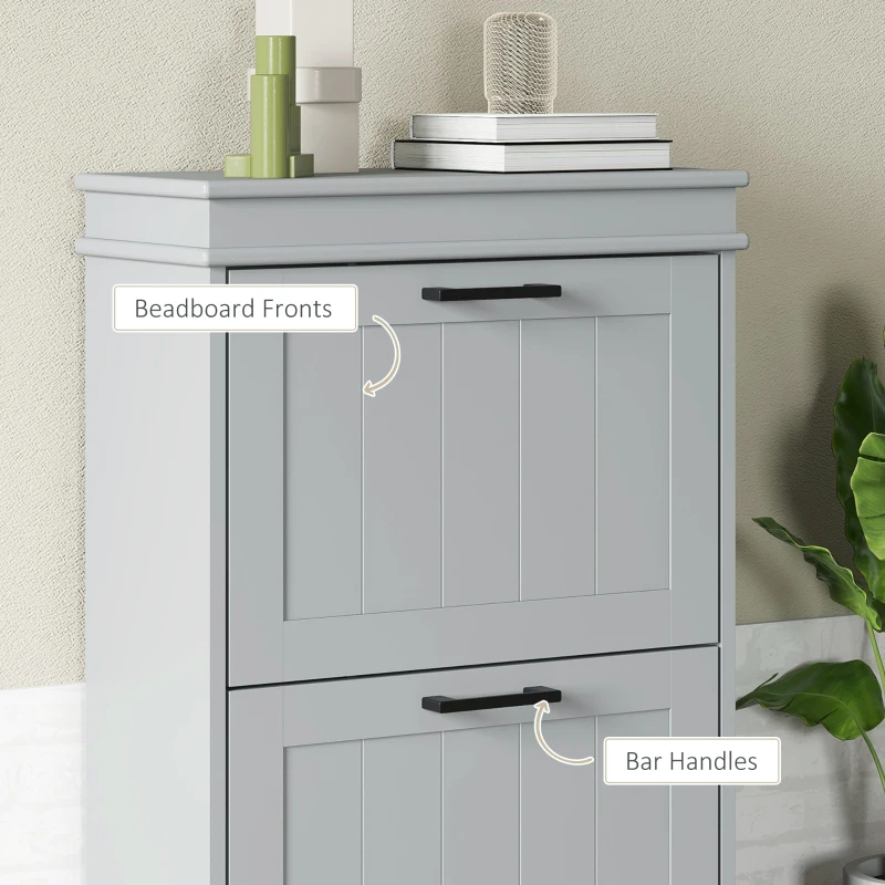 HOMCOM Two-Drawer Minimalistic 10-Shoe Cabinet - Grey