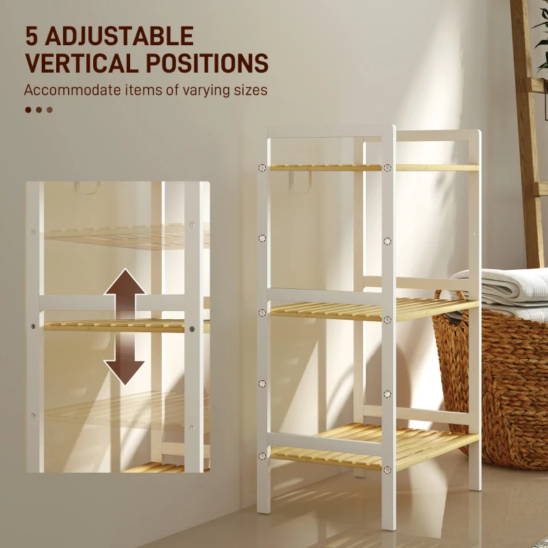 HOMCOM Three-Tier Bamboo Adjustable Shelf Storage Unit