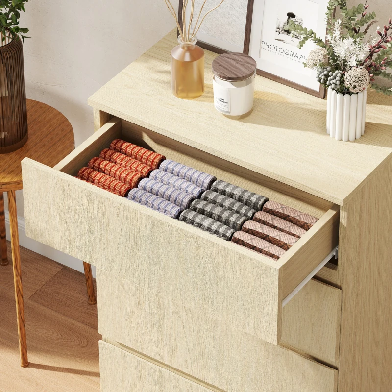 HOMCOM Chest of Drawers, 4-Drawer Storage Cabinets, Modern Dresser, Storage Drawer Unit for Bedroom