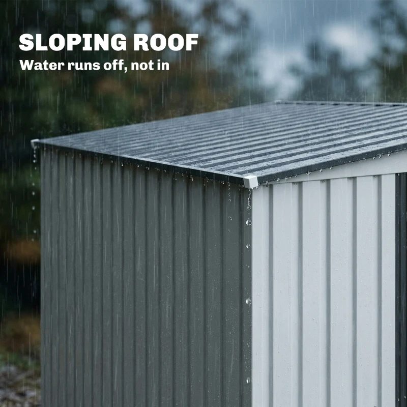 Outsunny 7 x 5ft Galvanised Metal Shed, with Sliding Door - White