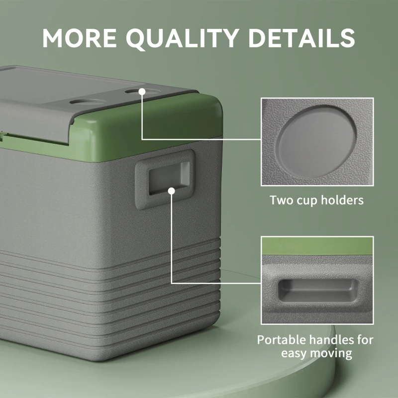 Outsunny 40L Portable Car Refrigerator - Light Green and Grey