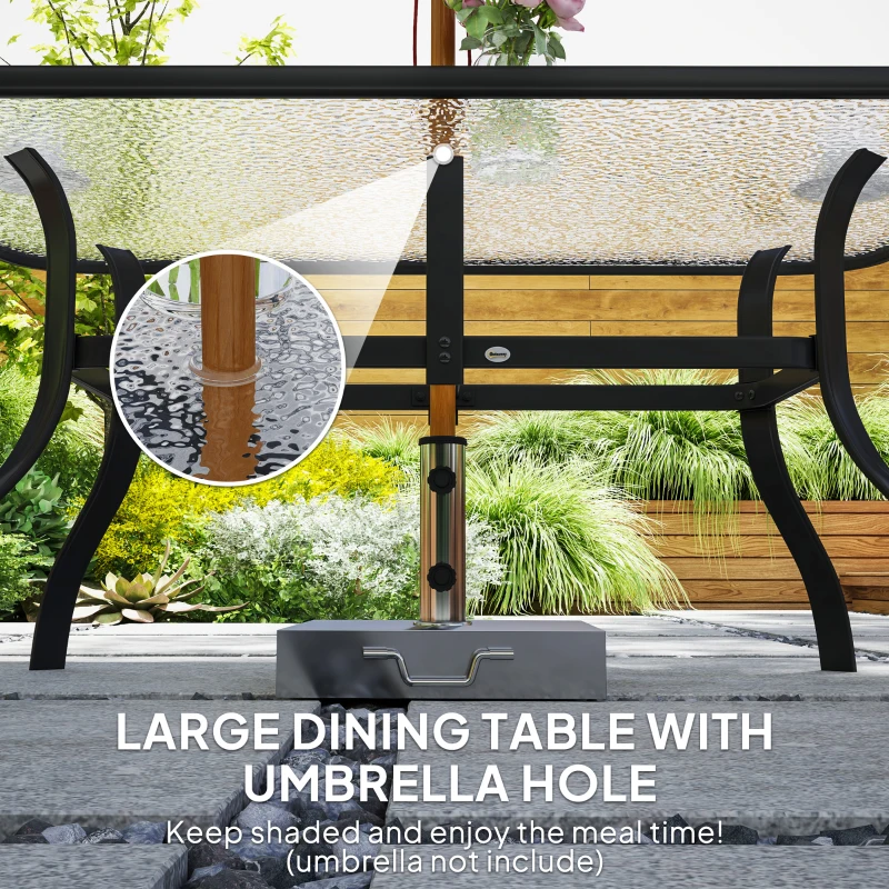 Outsunny Seven-Piece Garden Dining Set with Cushions - Black