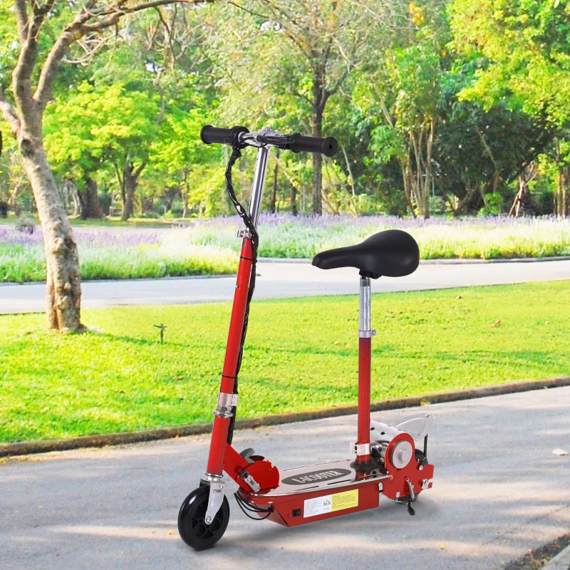 HOMCOM Trottinette électrique 120 W pliable pour enfant de 7 à 12 ans hauteur guidon et selle réglable 10 Km/h max. rouge
