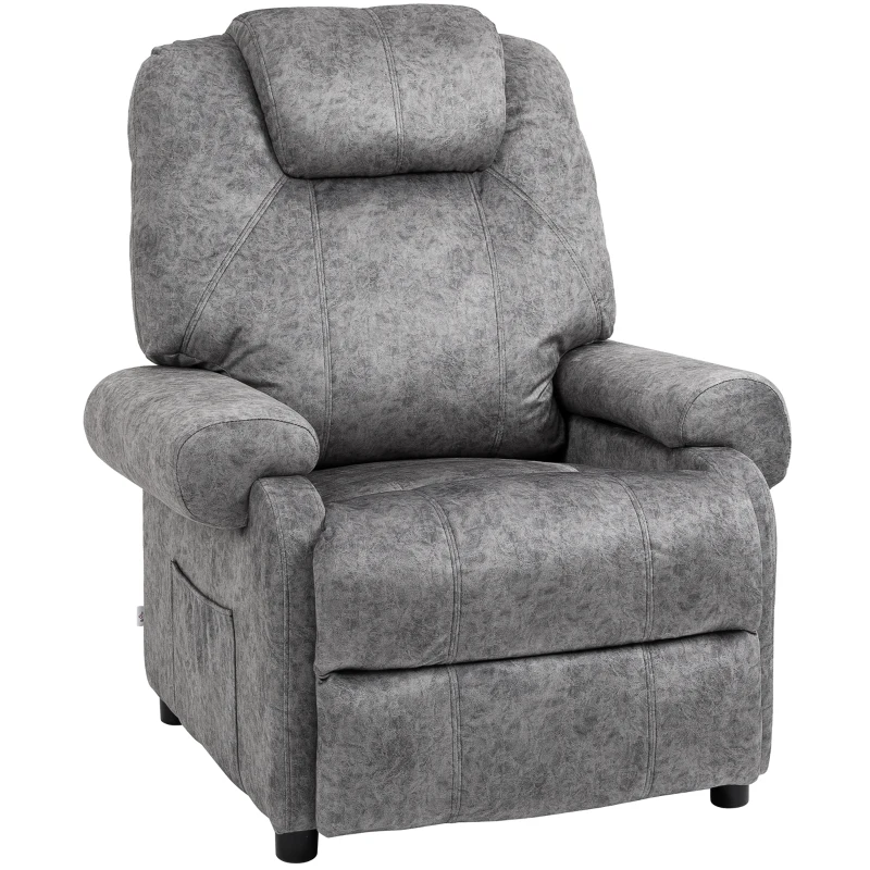 HOMCOM Poltrona Relax Reclinabile Manualmente in Tessuto con Imbottitura Extra, Grigio