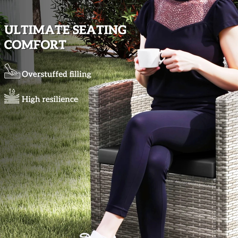 Outsunny Outdoor Seat Cushion Pads for Rattan Furniture, 3 PCs Garden Furniture Cushions, Black