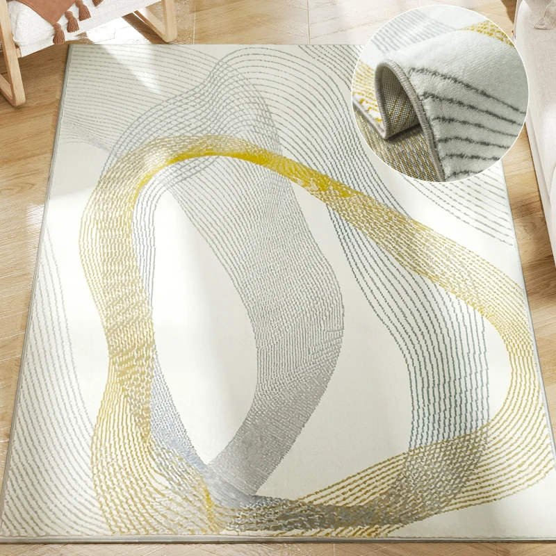 HOMCOM Modern Area Rug, Machine Washable Rug, Allergy-Friendly Floor Carpet for Living Room, Bedroom, Dining Room, Home Office, 230 x 160 cm, Cream White