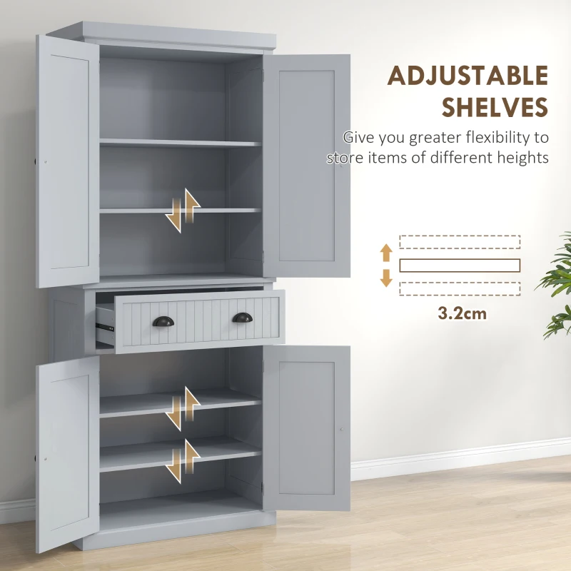 HOMCOM Multi-Storage Mid-Century Kitchen Cabinet - Grey