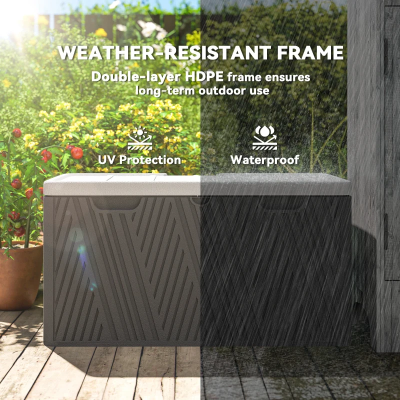 Outsunny 380L Waterproof Outdoor Storage Box, with Lockable Lid - Black