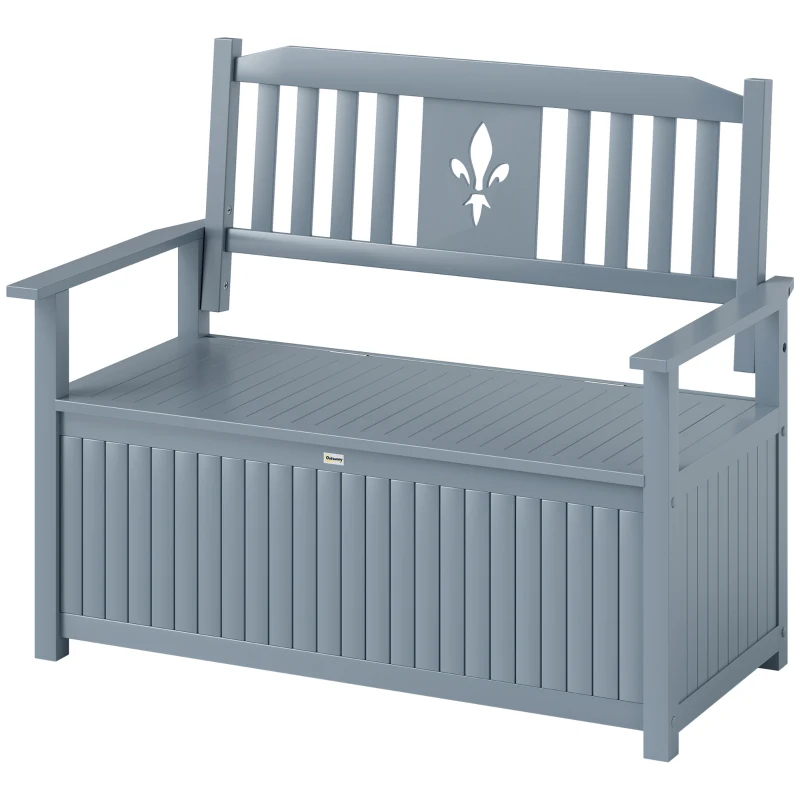 Outsunny Two-Seater Wooden Storage Bench - Grey