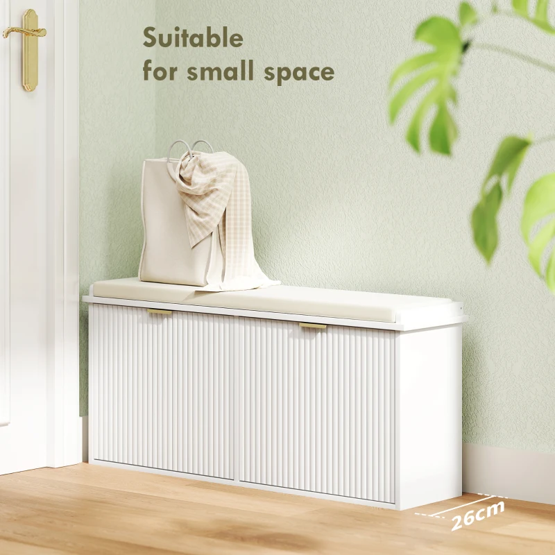 HOMCOM Elegant Ten Shoe Bench, with Top Seat - White