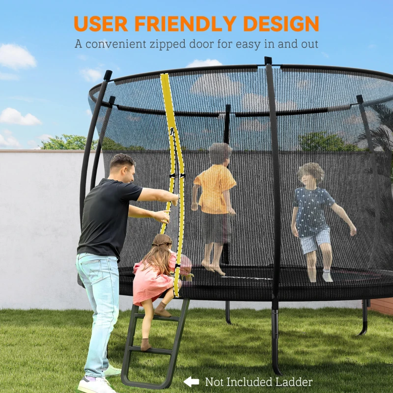 SPORTNOW 8ft Outdoor Trampoline with Enclosure Net, Spring Cover, Black