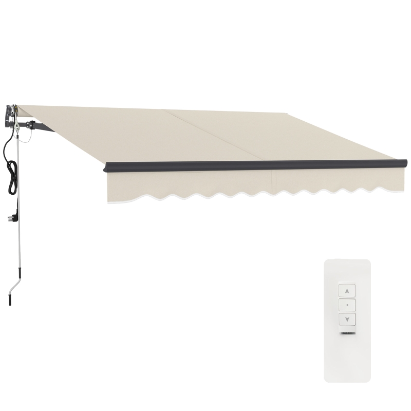 Outsunny 2.5 x 3m Electric/Manual Awning, with Remote - Beige