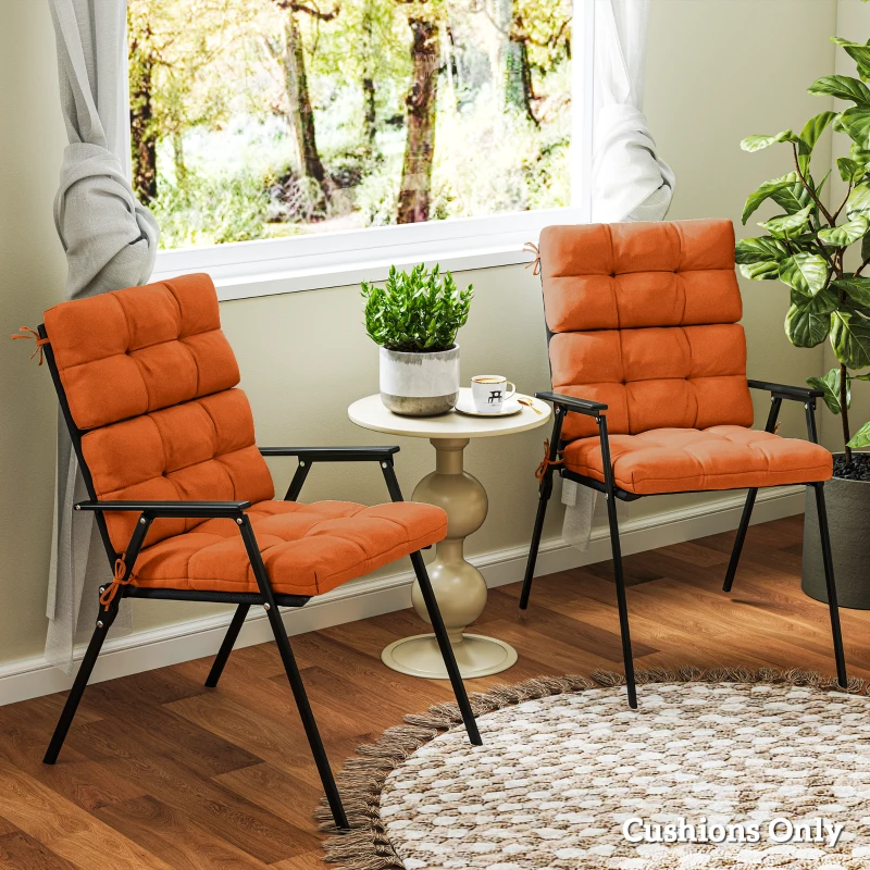 Outsunny Set of Two Padded Outdoor Seat Cushions - Orange